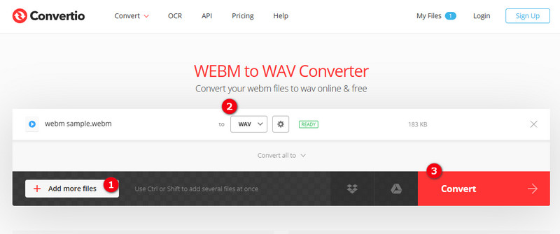 WebM WAV Convertio 設定轉換