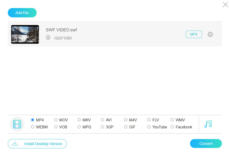 Aggiungi file SWF in linea