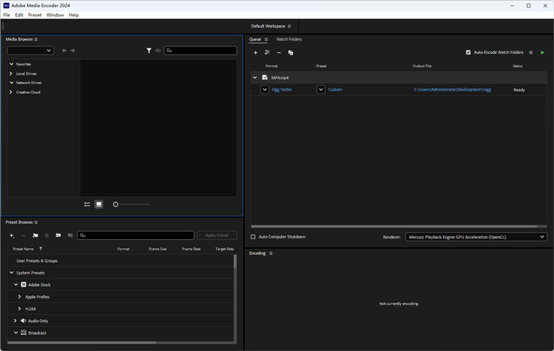 Adobe Media Encoder Interface