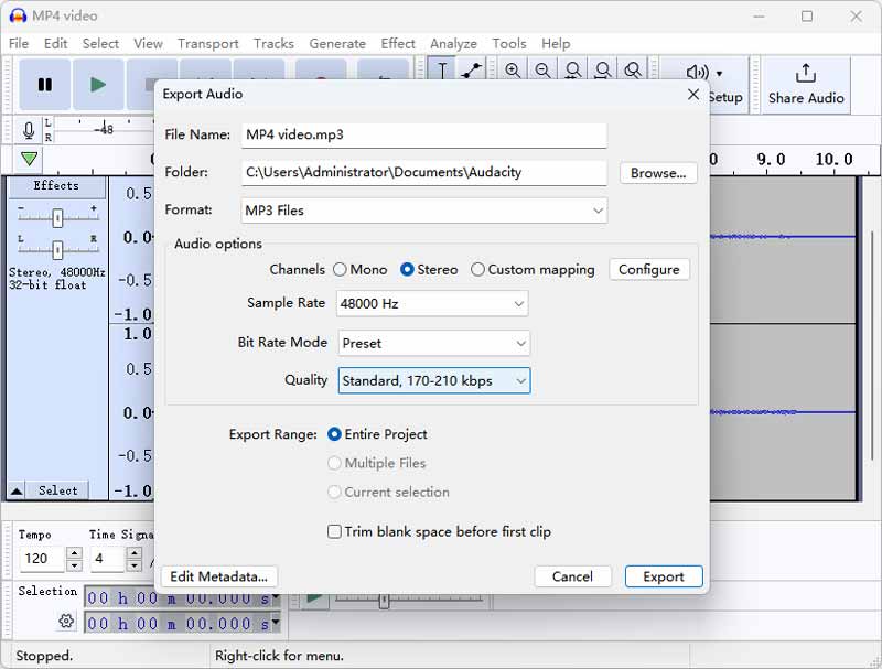 Audacity Exportar Convertir