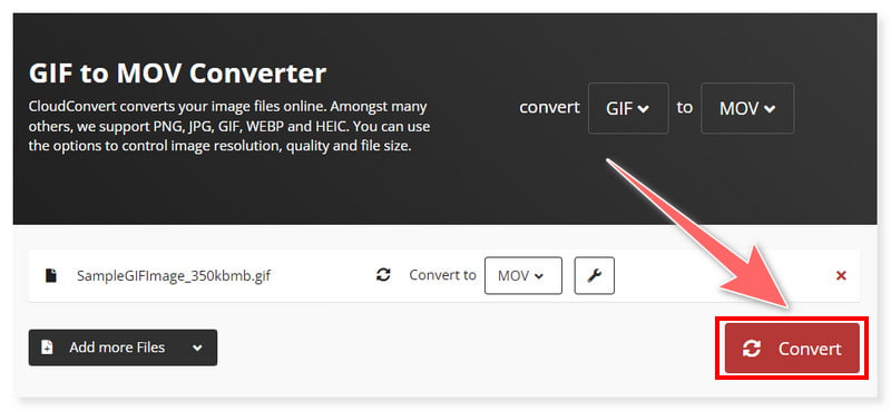 CloudConvert Tukar kepada Format MOV