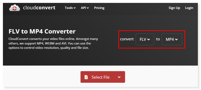 Cloudconvert Convertor FLV în MP4