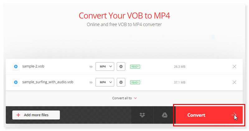 Convertio VOB 파일 변환