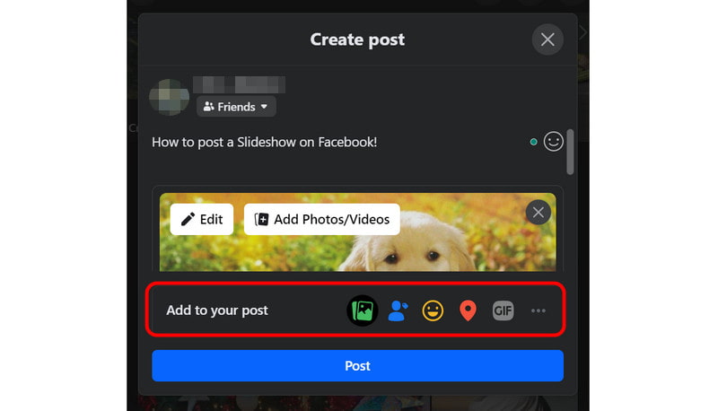 फेसबुक स्लाइड शो पोस्ट बनाएं