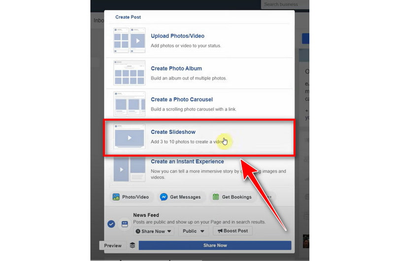 Create Slideshow in Facebook