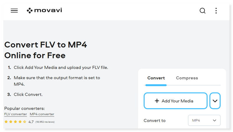 Movavi 在线 FLV 转换器