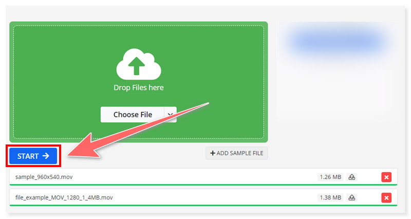 ऑनलाइन कन्वर्ट फ़ाइलों का प्रसंस्करण शुरू करें