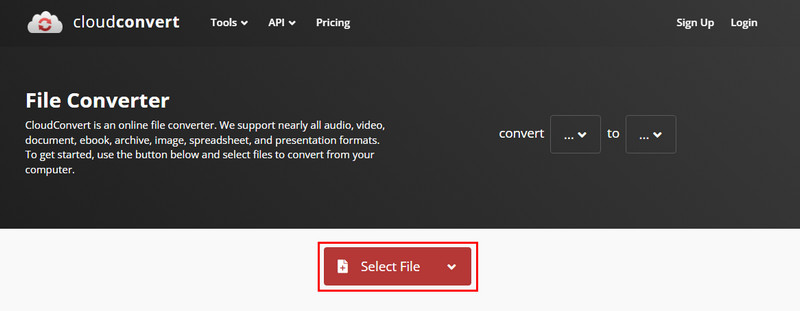 Cloudconvert'ta Dosya Seçin