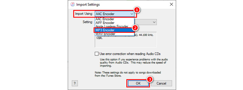 เลือกตัวเข้ารหัส MP3