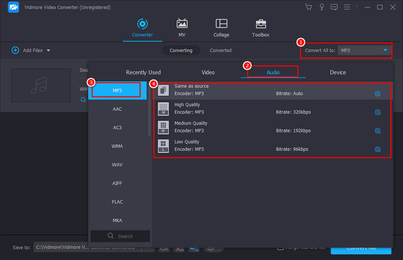 Pilih Format MP3