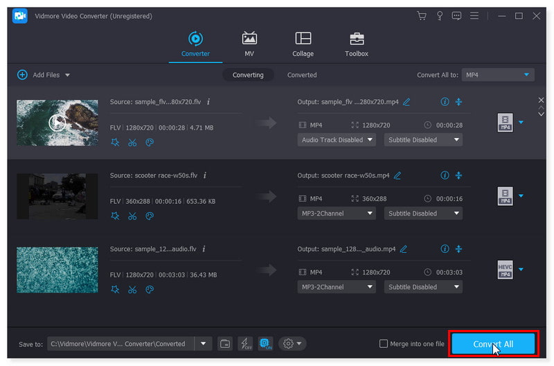 Vidmore सभी FLV फ़ाइलें कन्वर्ट करें