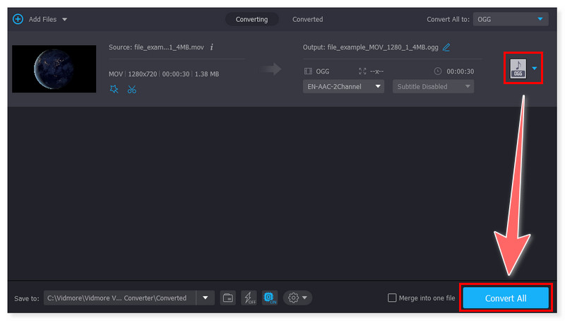 Vidmore Converter arquivo para OGG