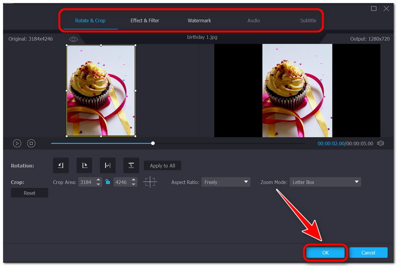 Vidmore Edit Options for Slideshow
