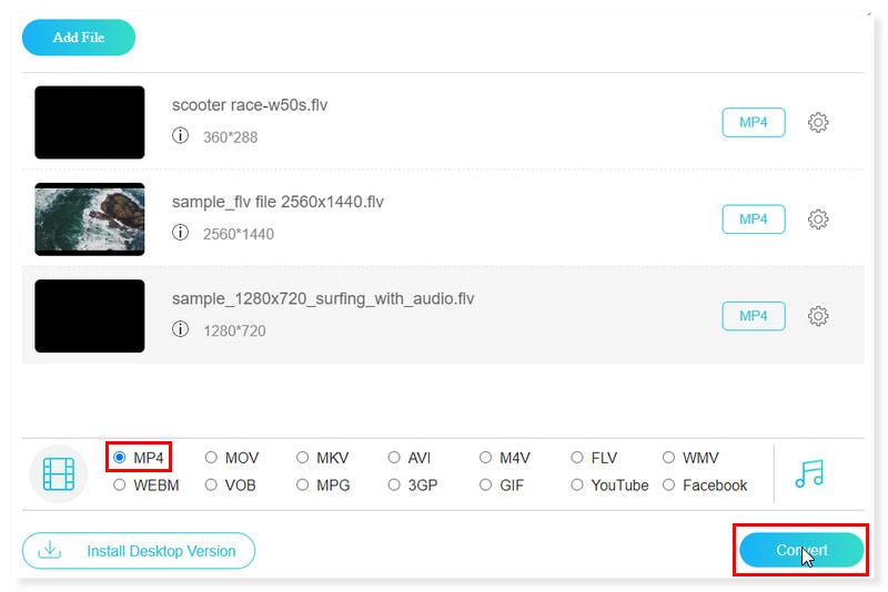 Vidmore Percuma FLV Tukar Fail