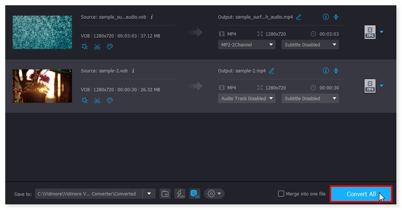 Vidmore Converter offline-tilassa