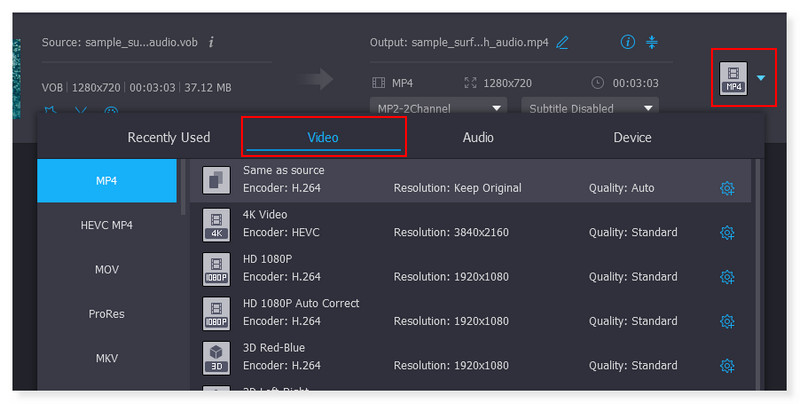 Format Keluaran Offline Vidmore