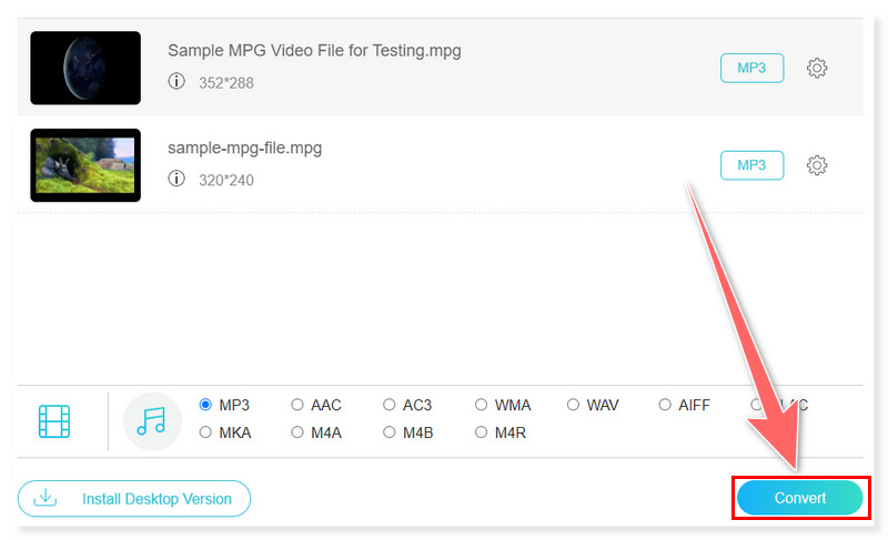 Vidmore Online แปลงทั้งหมดเป็น MP3