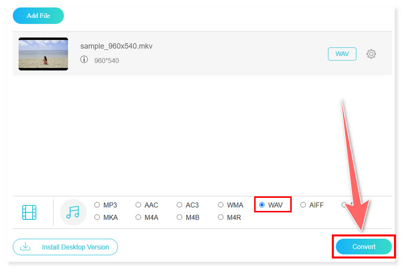 Vidmore ออนไลน์ MKV เป็น WAV