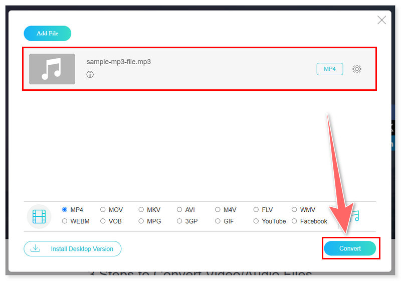 Vidmore Online MP3 to Video