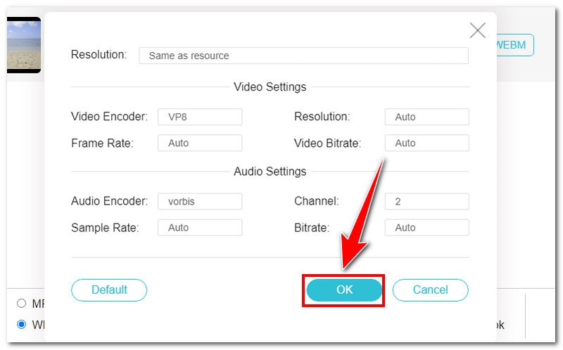 Vidmore Online Pilih Format WEBM