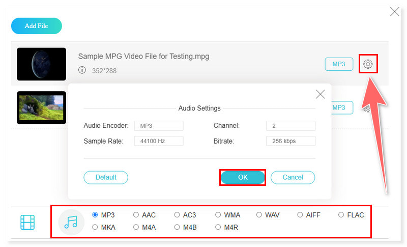 Vidmore Online ตั้งค่ารูปแบบ MP3