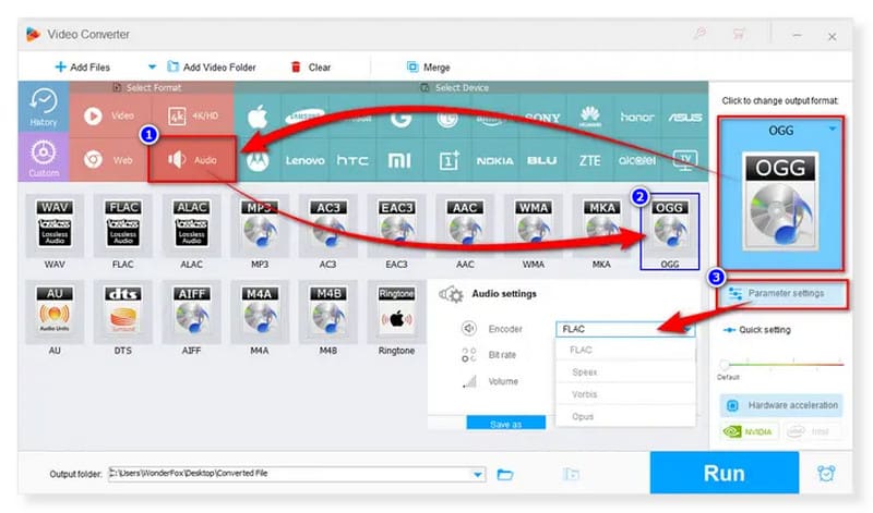 Wonderfox Pilih Format Output OGG