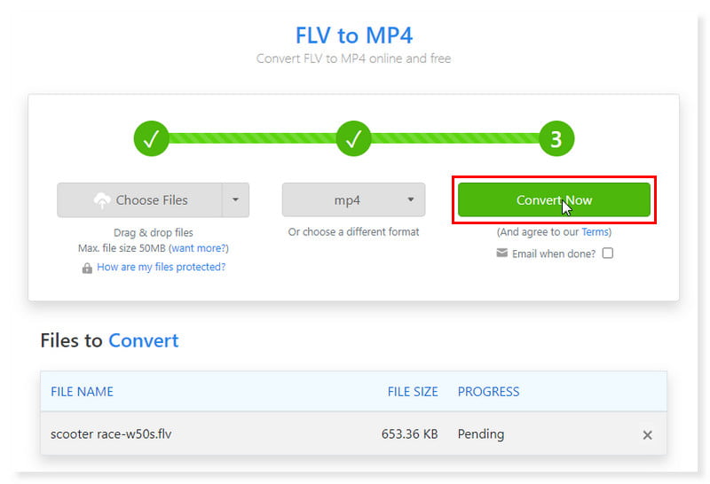 Zamzar แปลงไฟล์ FLV ทันที