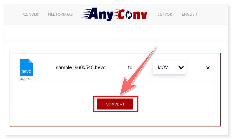 AnyConv को MOV प्रारूप में बदलें