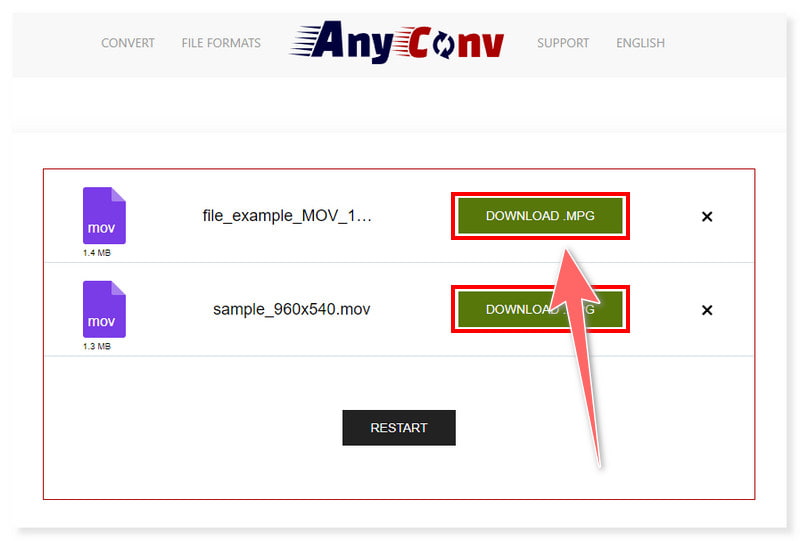 AnyConv تنزيل ملفات MPG