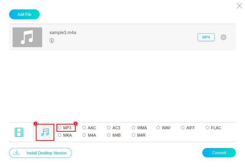 MP3 ऑडियो प्रारूप चुनें