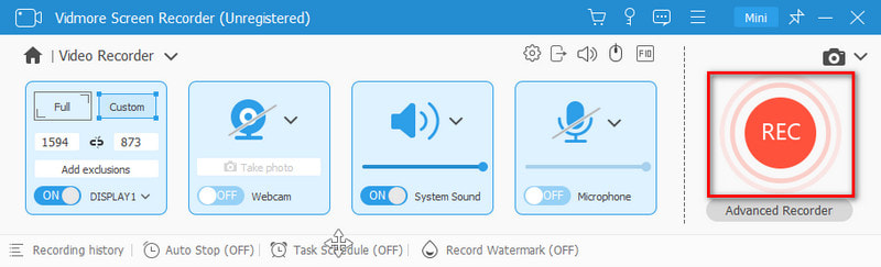 Haga clic en Rec para iniciar la grabación