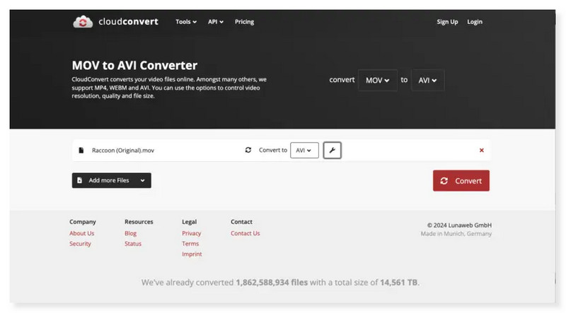 Convertidor MOV Cloudconvert