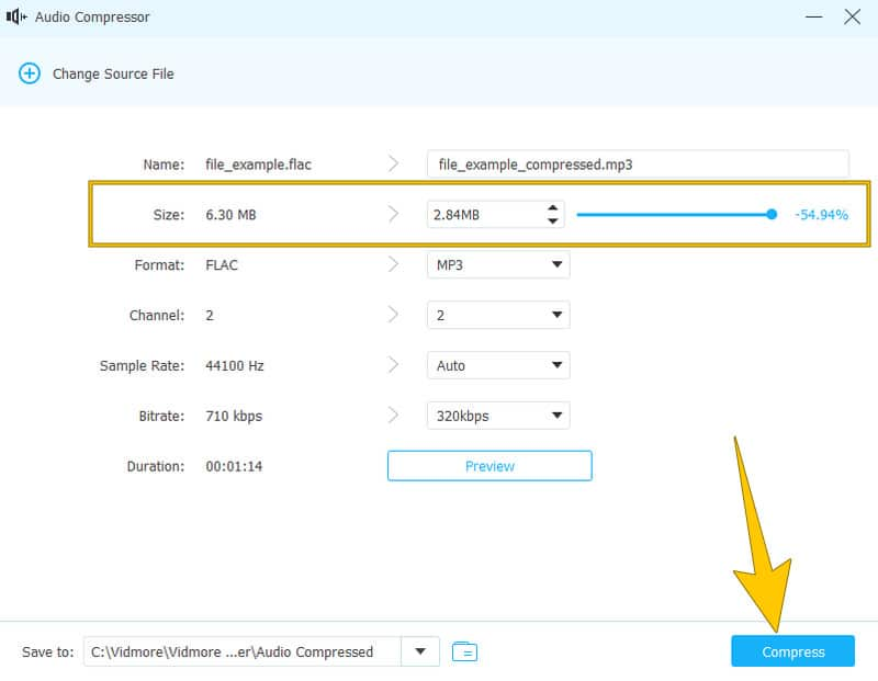 Audio comprimeren Vidmore Comprimeren