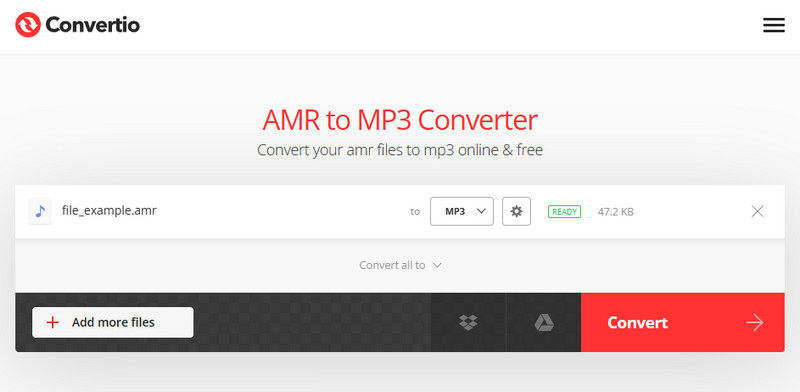 برنامج Convertio Online تحويل AMR MP3