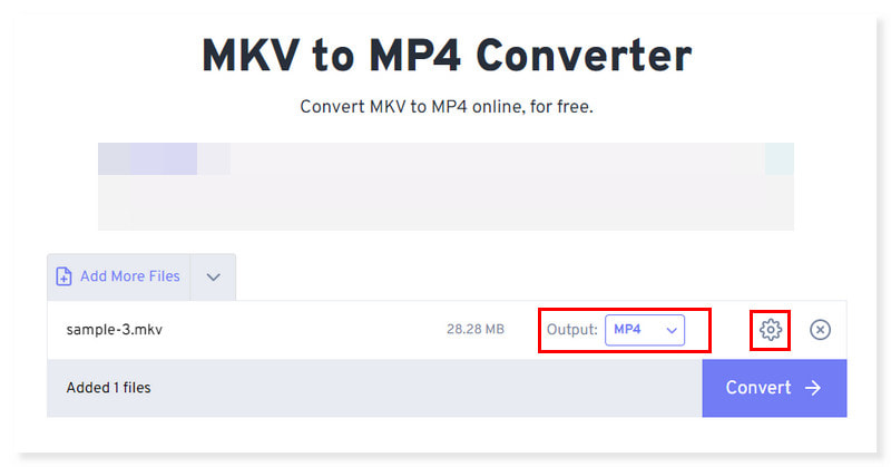 FreeConvert Seleziona il formato di output MP4