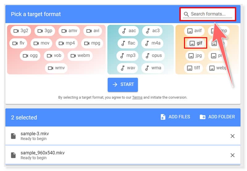 MConverter Pilih Format Output GIF