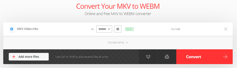 בחר Webm Convertio