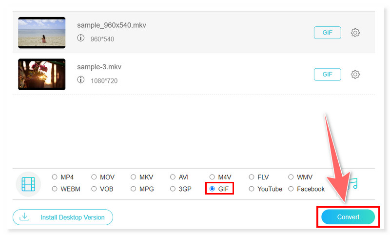 Vidmore 在线转换 MKV 视频