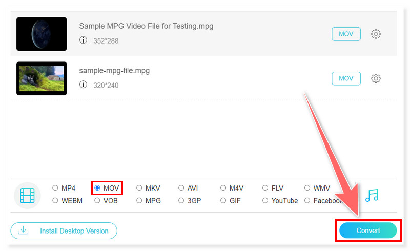 Vidmore ออนไลน์ แปลงเป็น MOV