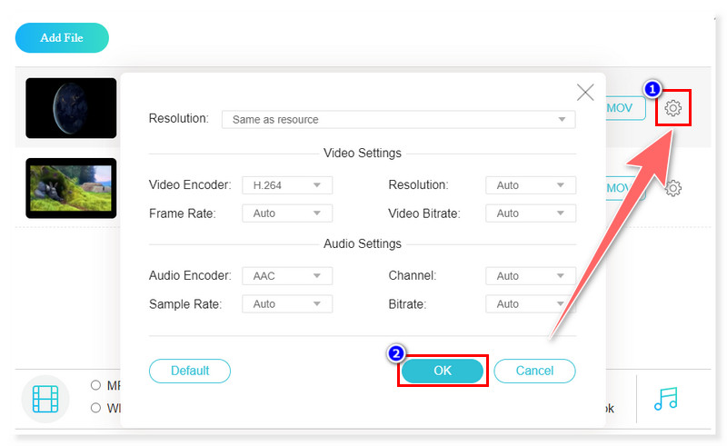 Vidmore Online MOV izlazni format