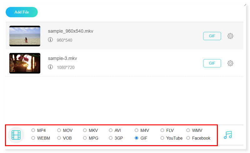 Vidmore Online Selecionar formato de saída