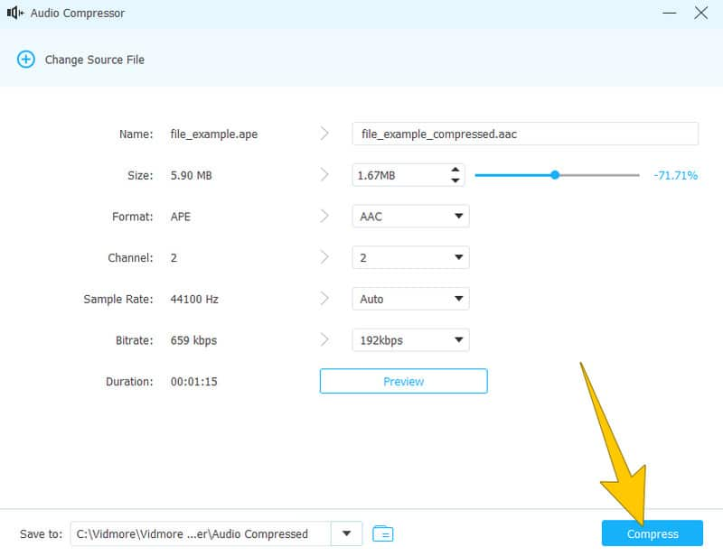 Compresión de audio de Vidmore Toolbox