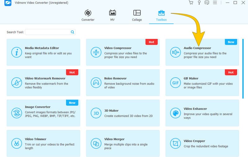 Kompresor audio Vidmore Toolbox