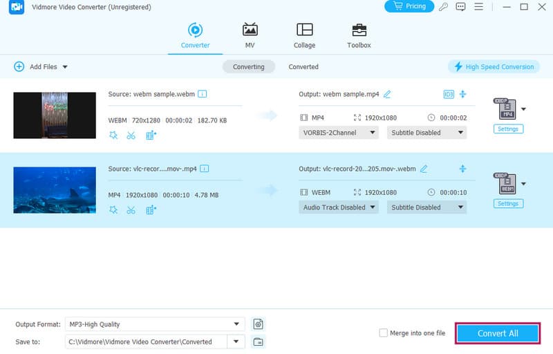 Converter WebM para MP4 Vidmore