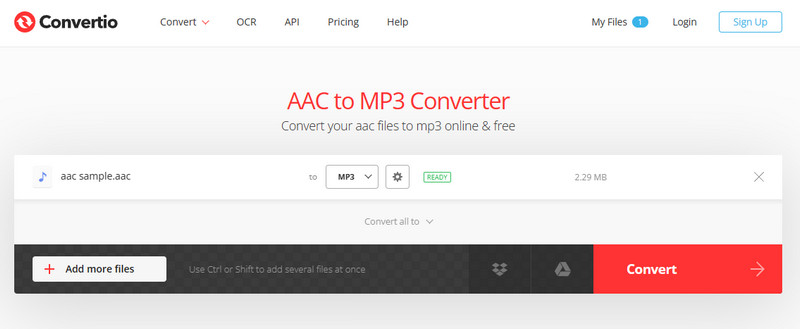 AAC 到 MP3 转换器 Convertio