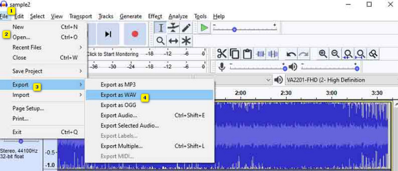 Konwertuj FLAC WAV Audacity Konwertuj