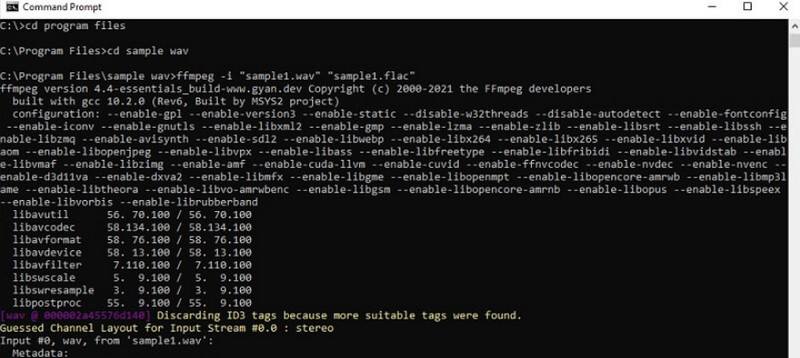 Μετατροπή FLAC WAV FFmpeg Μετατροπή