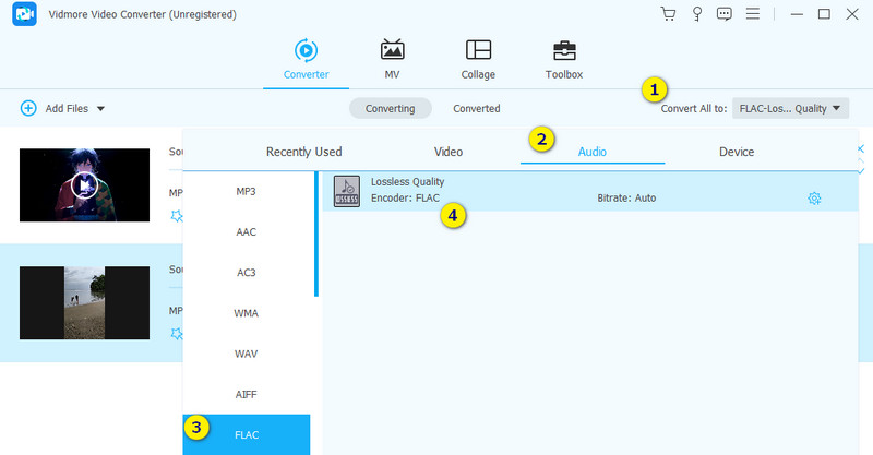 Konverter MP4 Flac Set-filer