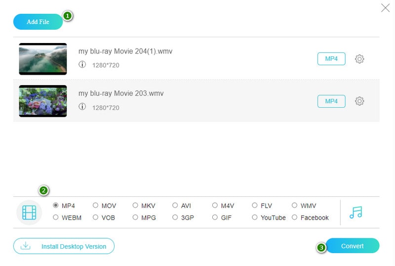 แปลง Wmv MP4 ออนไลน์ แปลง