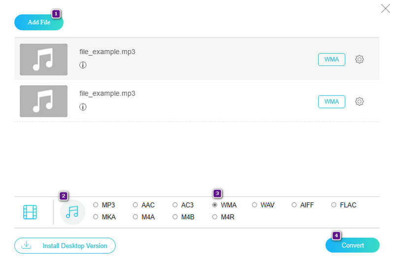 Converter MP3 WMA Online Konvertera